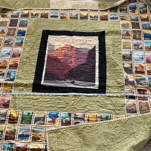 Grand Canyon and National Parks Themed Quilt with Green and Multicolor Design